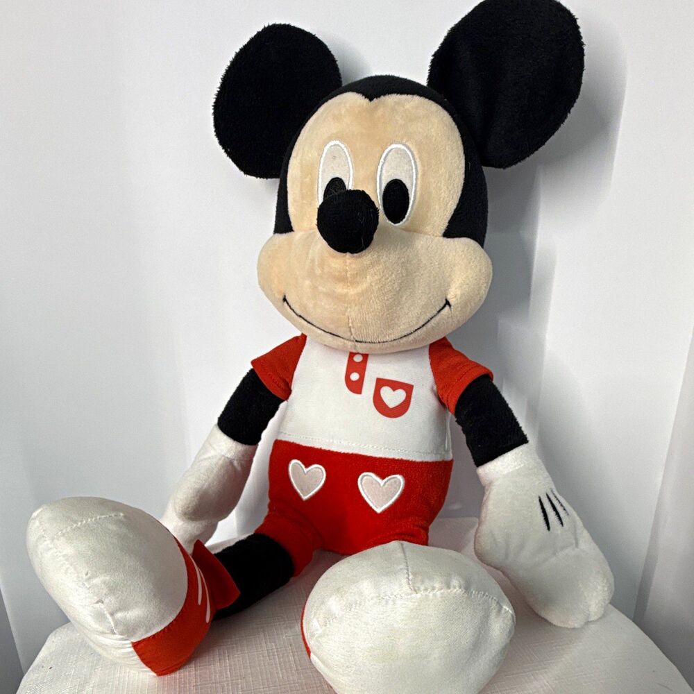 Disney Mickey Mouse Plush Stuffed Animal Red & White Outfit Hearts 2014 PA-15431